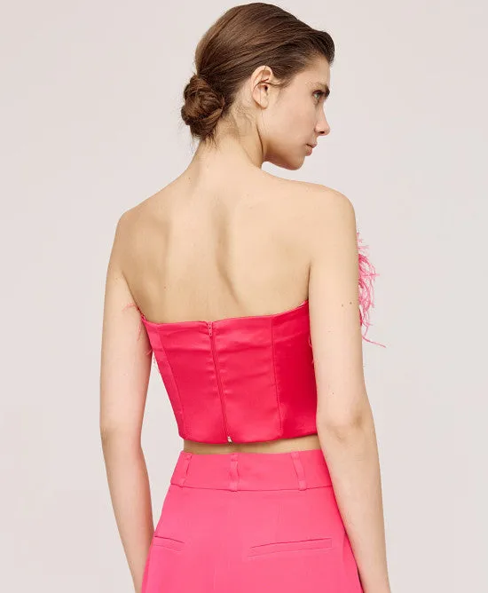 Access Fashion Candy Coloured Strapless Top With Feathers