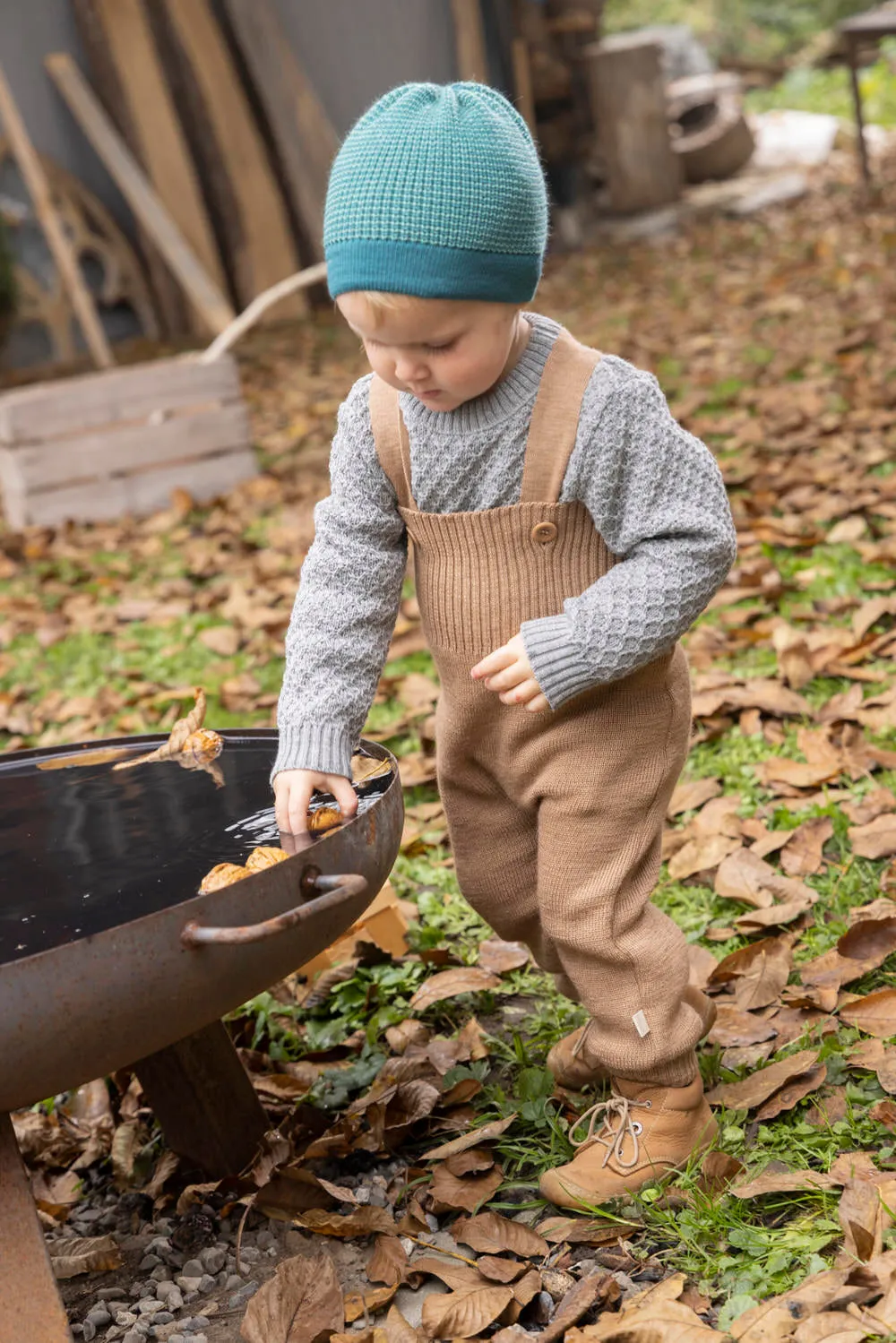 BABIES' KNITTED TROUSERS - caramel