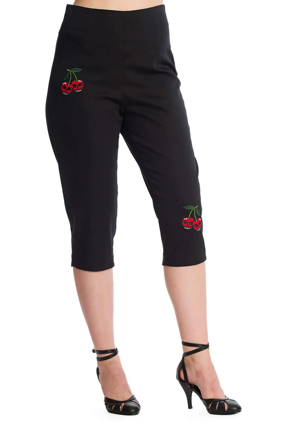 Banned Retro Sweet Revenge Cherry Skull Rockabilly Trousers