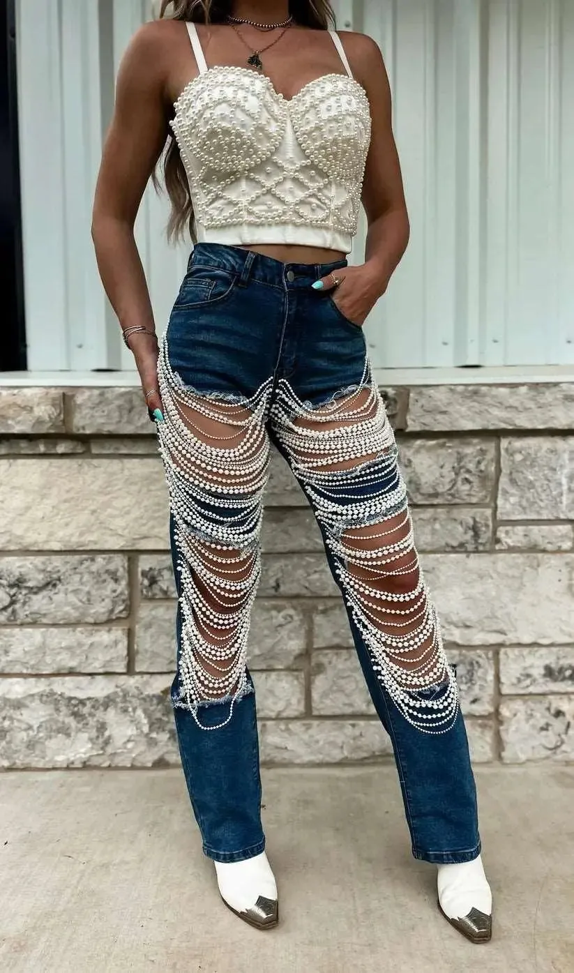 Bead Chain Jeans