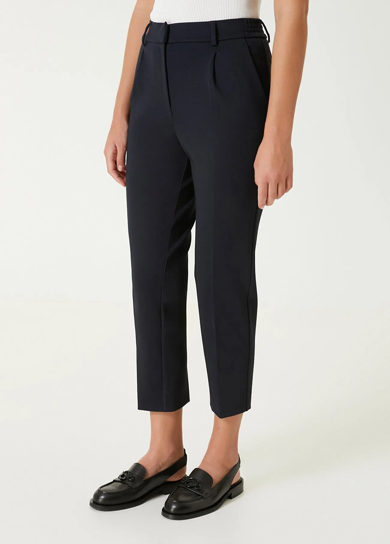 Beymen Club High Waist Pleated Detail Trousers Navy