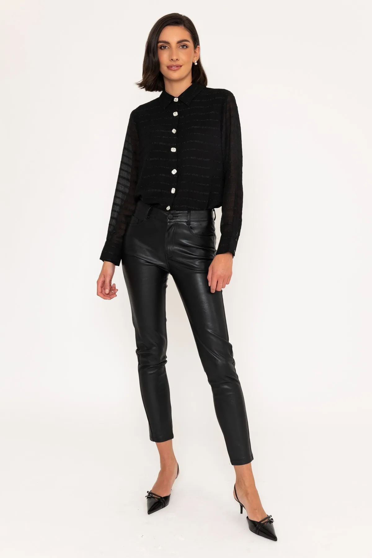 Black Faux Leather Trousers