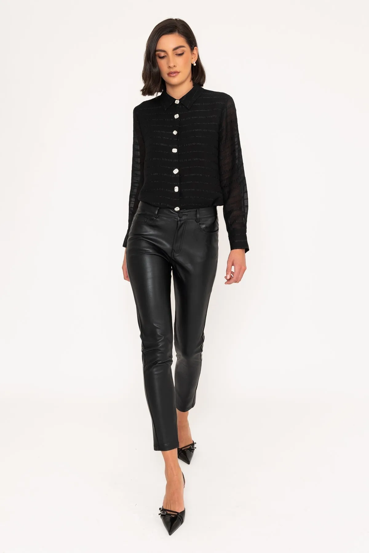 Black Faux Leather Trousers