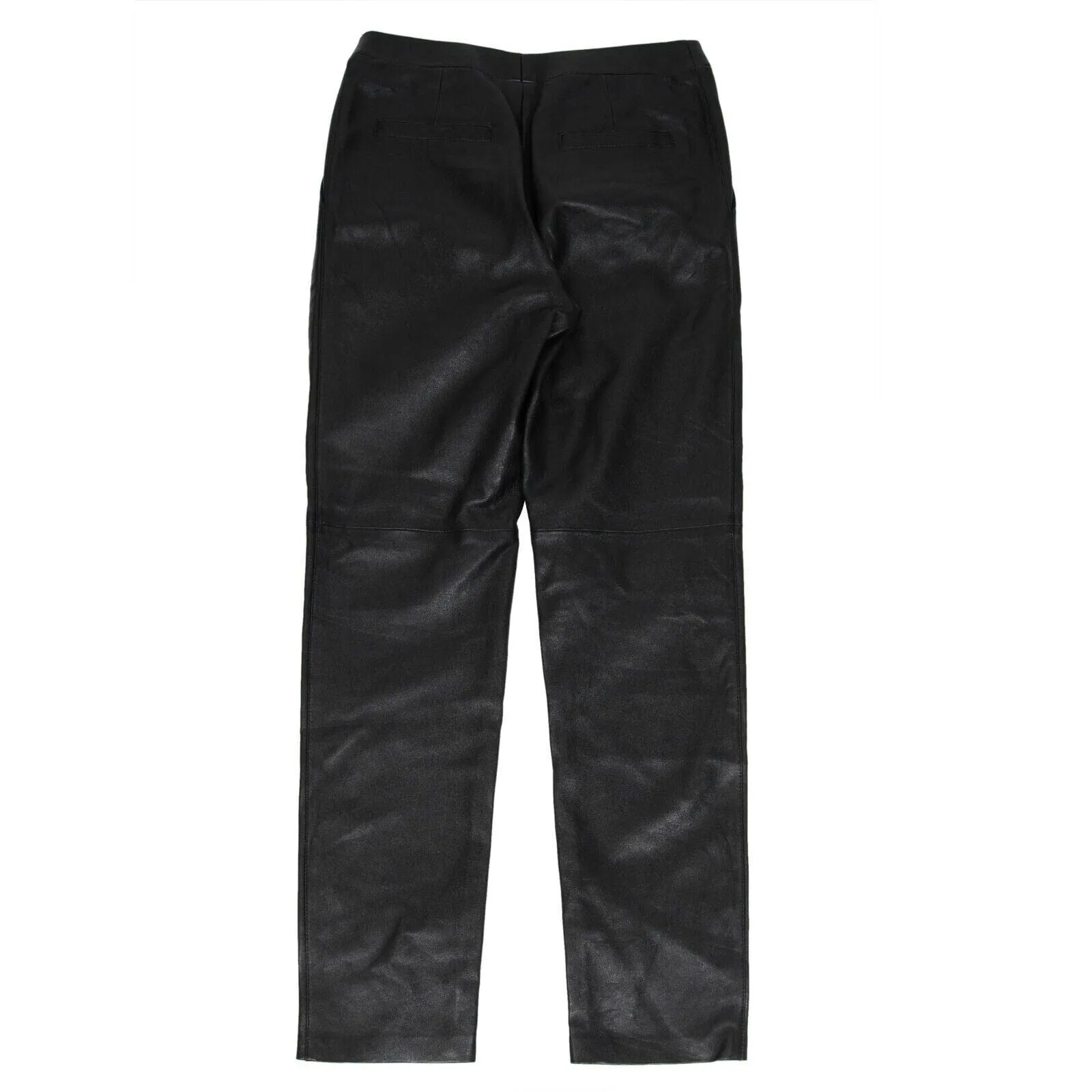 Black Lambskin Pleated Leather Pants Jeans 48 Hedi