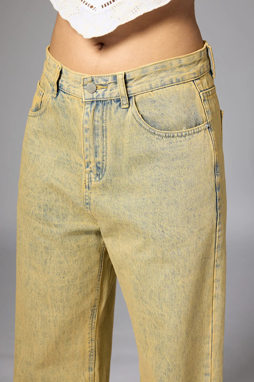 Bleached Straight Fit Denim Jeans