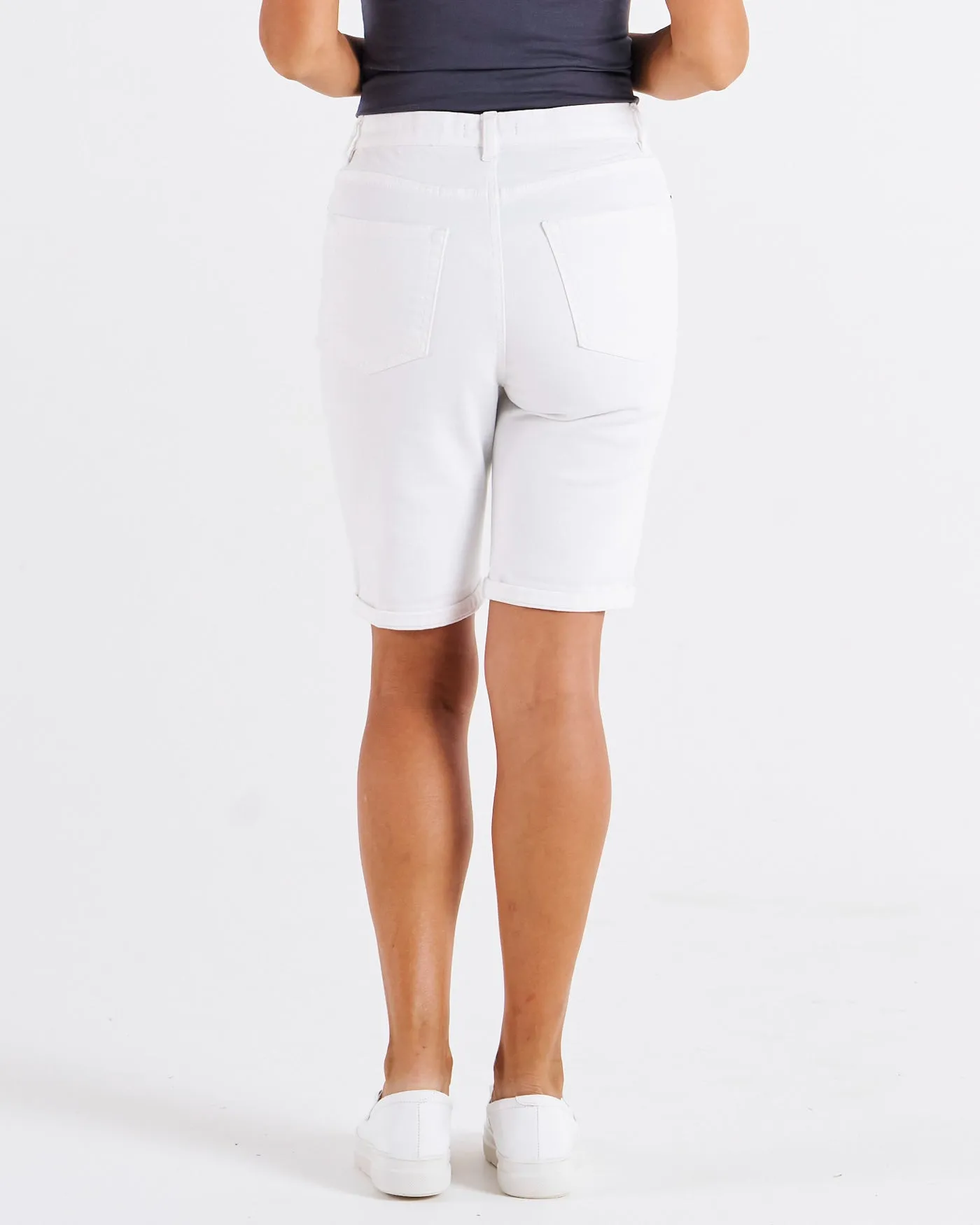 Bonnie Bermuda Denim Longer Length Shorts - White