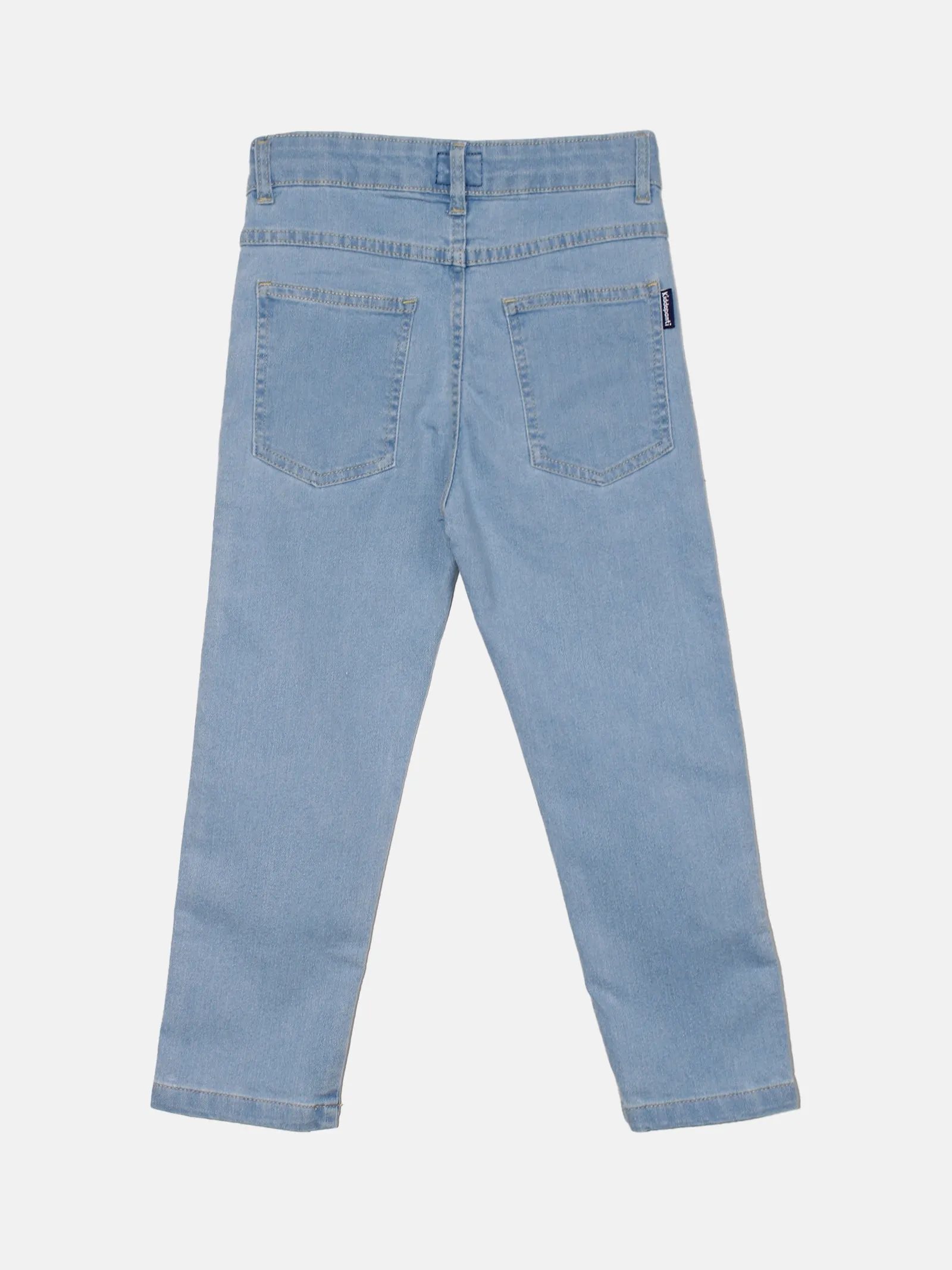 Boys Denim Full Length Washed Jeans With Stretch