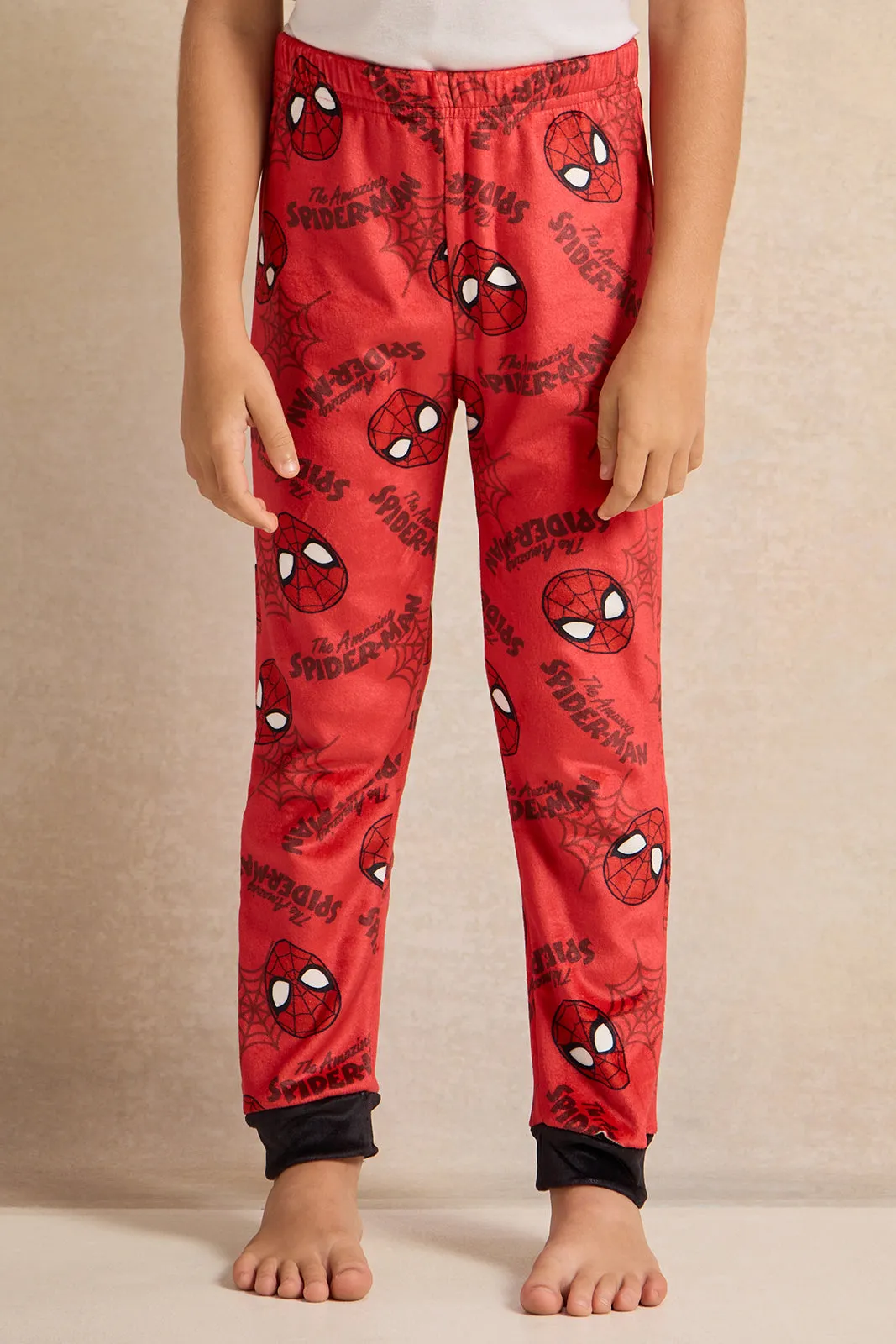 Boys Red Printed Pyjama Set (2 Piece)