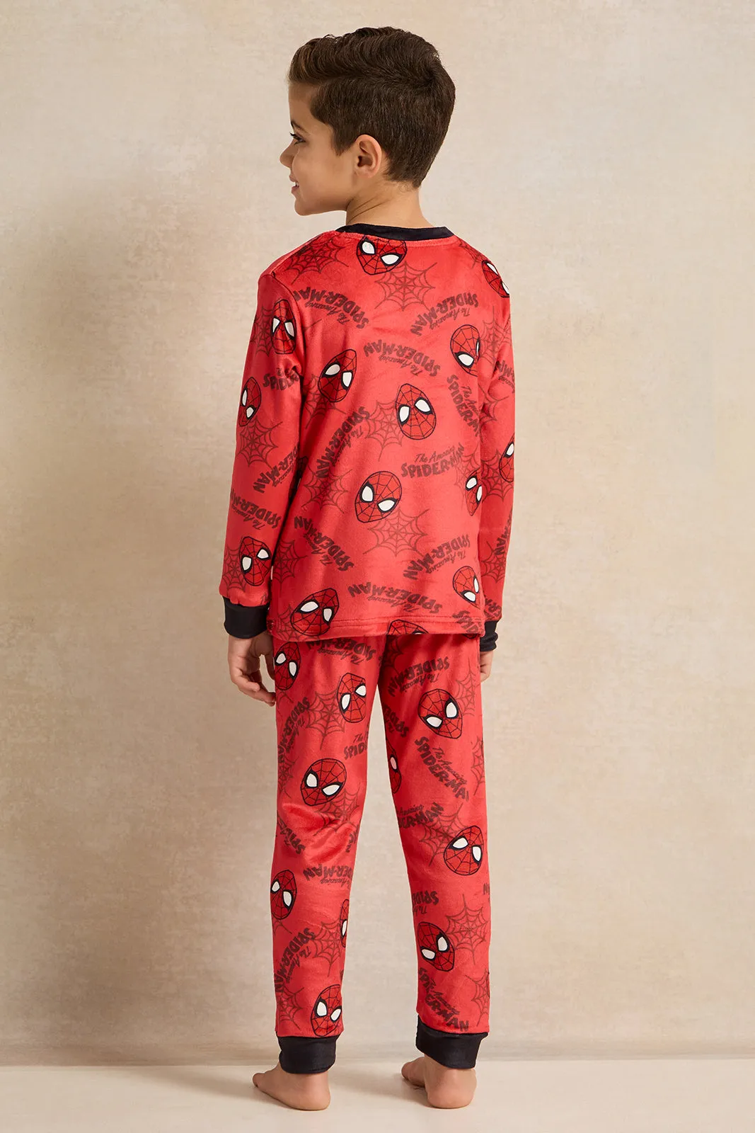 Boys Red Printed Pyjama Set (2 Piece)