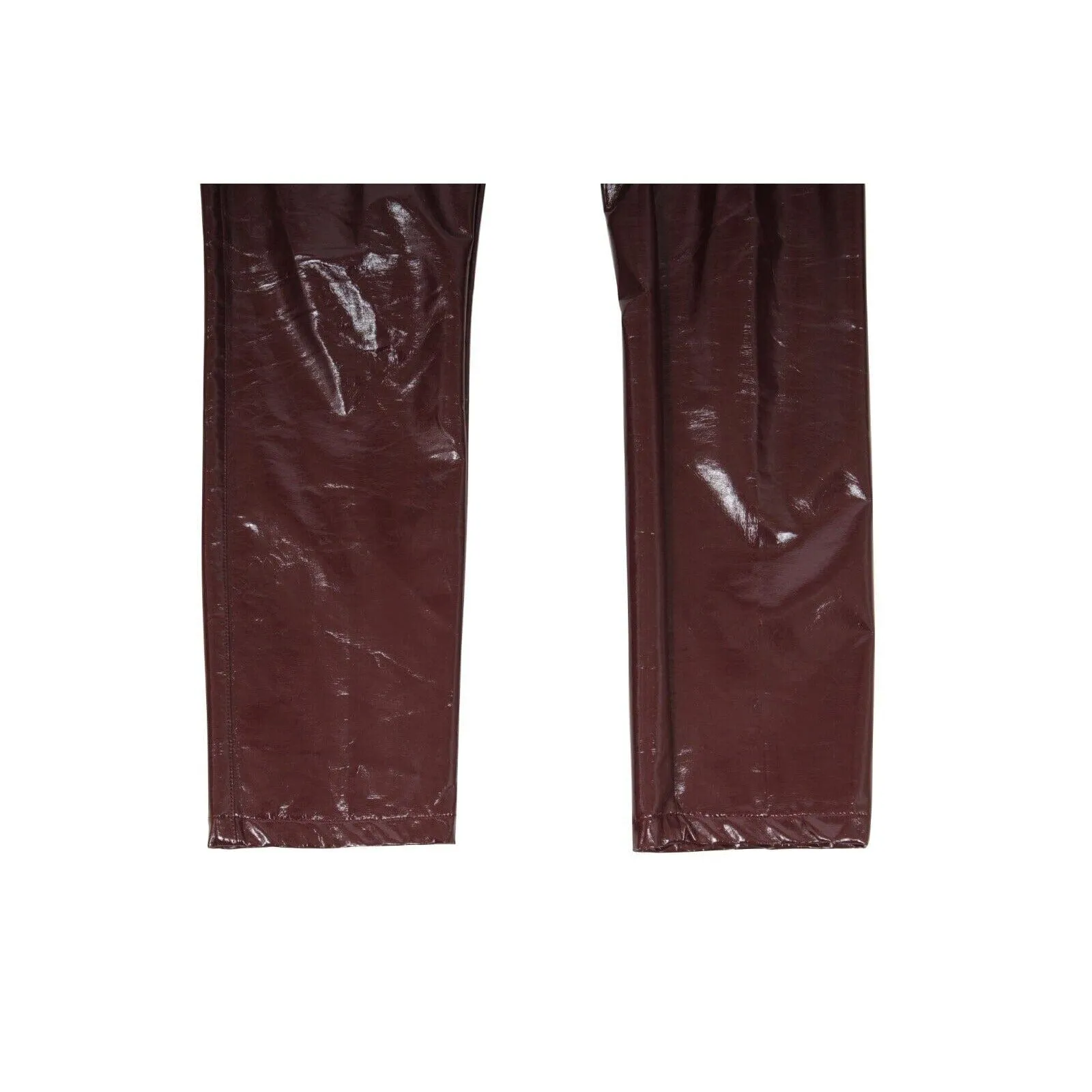 Burgundy Red Slim Fit PVC Trousers Pants