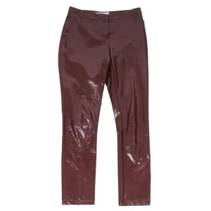 Burgundy Red Slim Fit PVC Trousers Pants