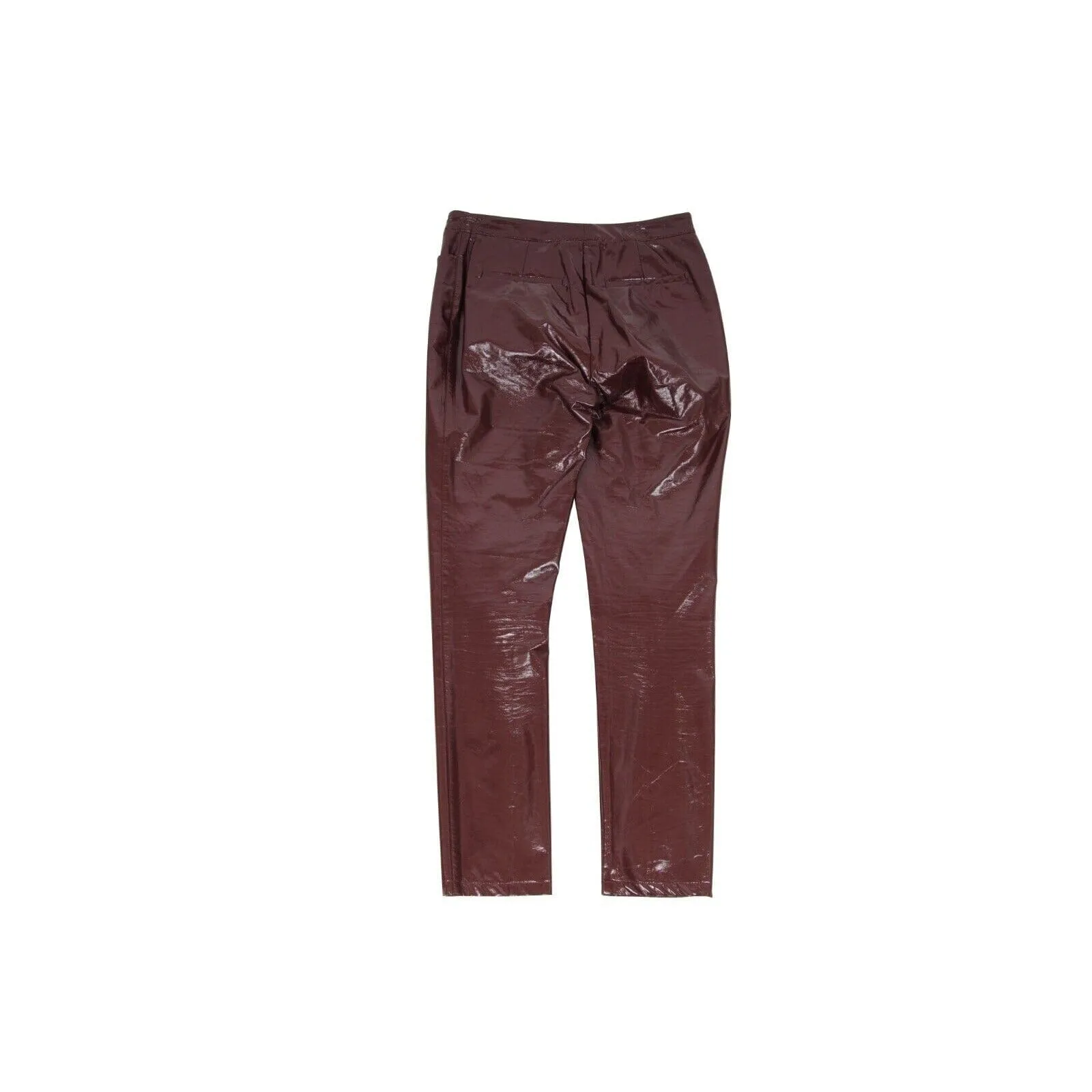 Burgundy Red Slim Fit PVC Trousers Pants