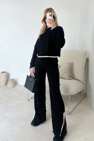 Cassie black knit jumper and trousers