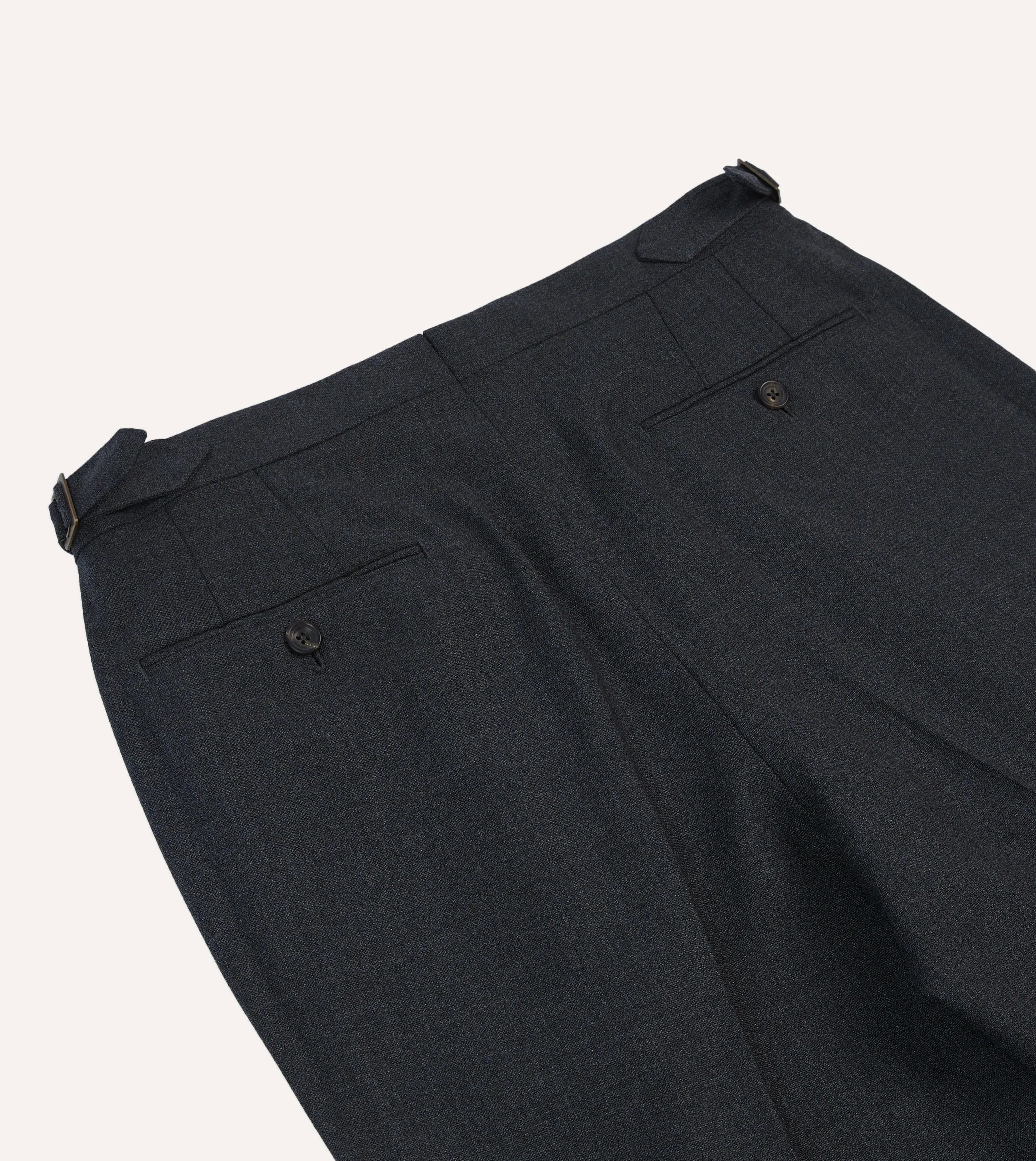 Charcoal Tropical Wool Single Pleat Trouser