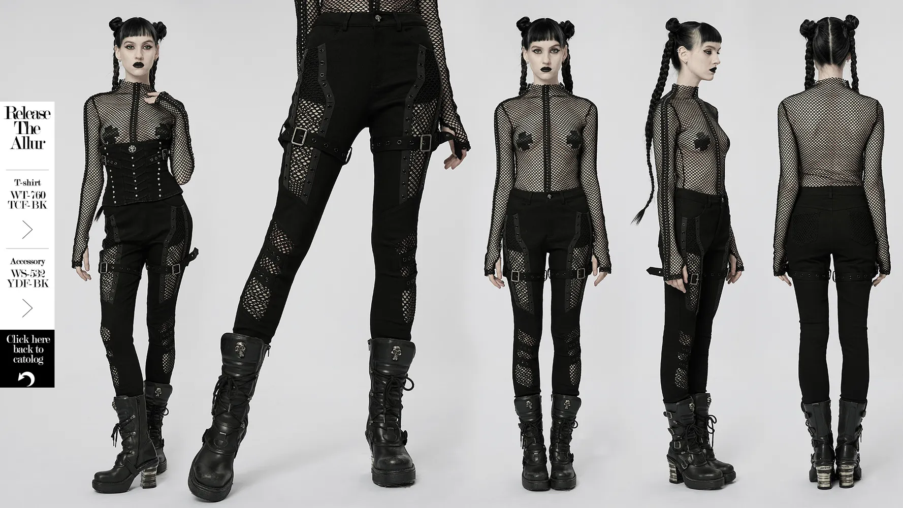 Chic Mesh Insert Gothic Trousers for Edgy Fashion