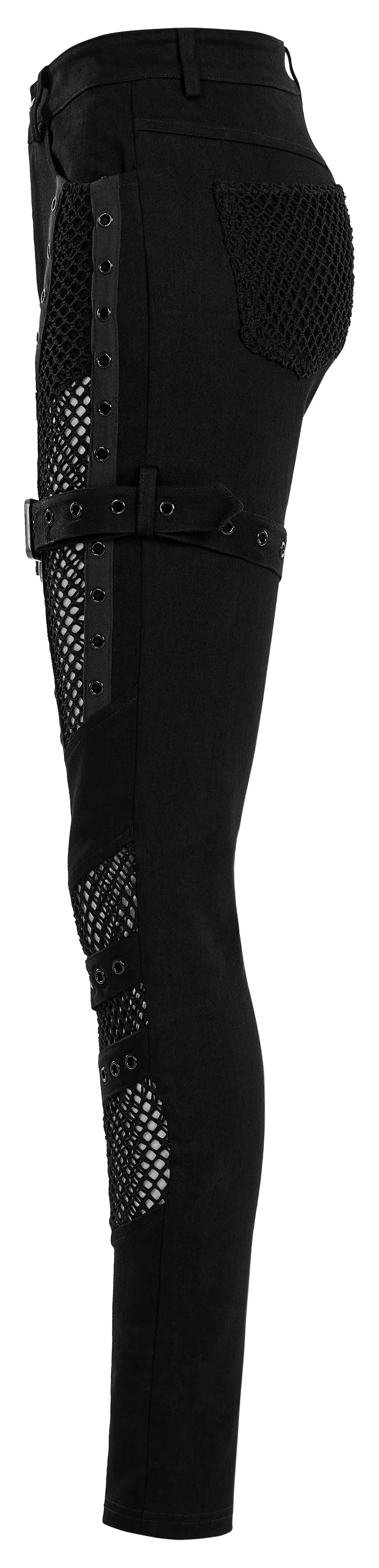 Chic Mesh Insert Gothic Trousers for Edgy Fashion