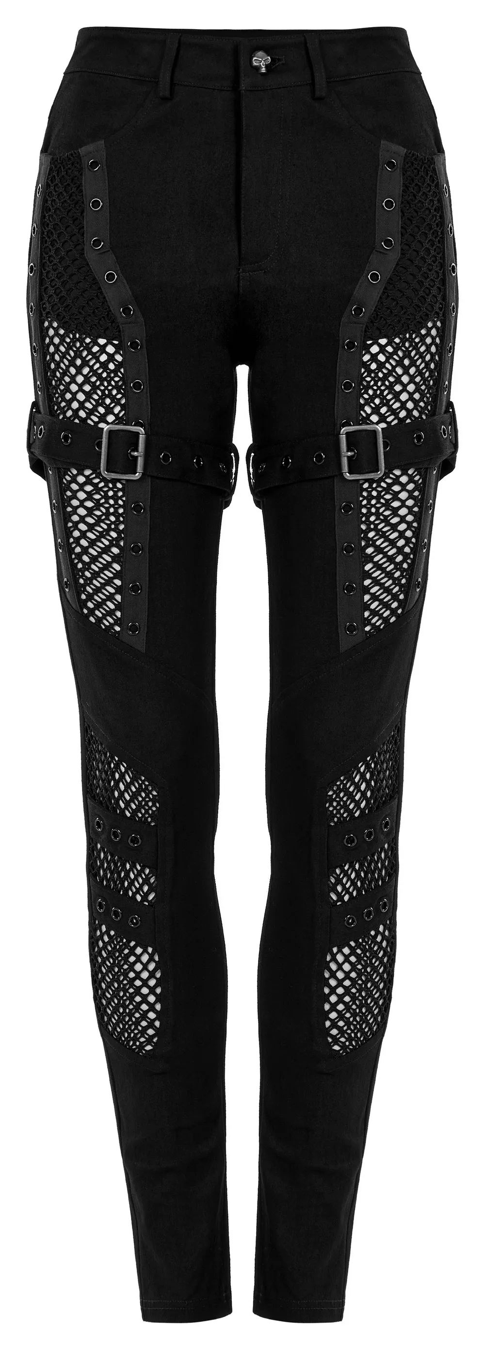 Chic Mesh Insert Gothic Trousers for Edgy Fashion