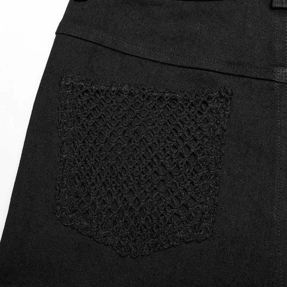 Chic Mesh Insert Gothic Trousers for Edgy Fashion