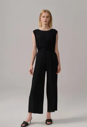 Choice High-Waist Wide Legs Pleated Trousers Black