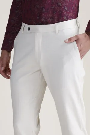 Cream Check Formal Trousers