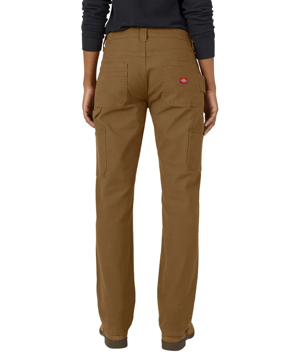 Dickies Women's Duck Carpenter Pants - Rinsed Brown Duck