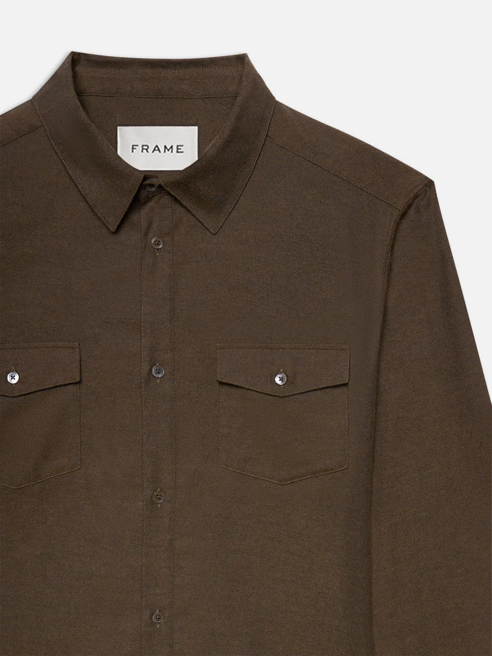 Double Pocket Wool Blend Shirt -- Soft Mocha