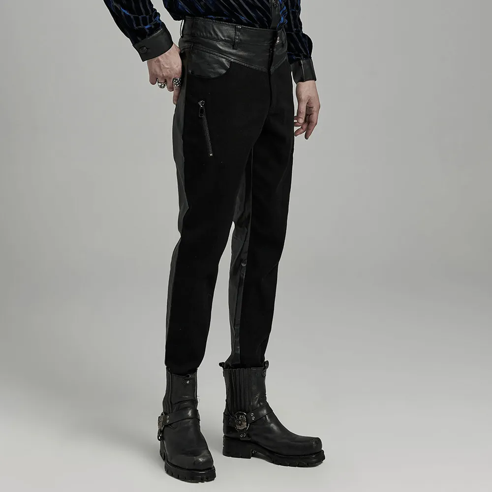 Edgy Elastic Men's Trousers With Zipper Details