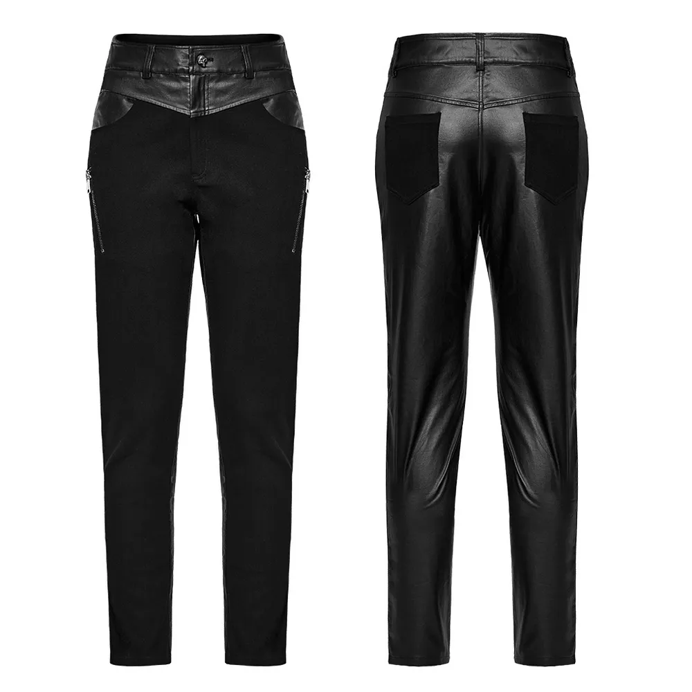 Edgy Elastic Men's Trousers With Zipper Details