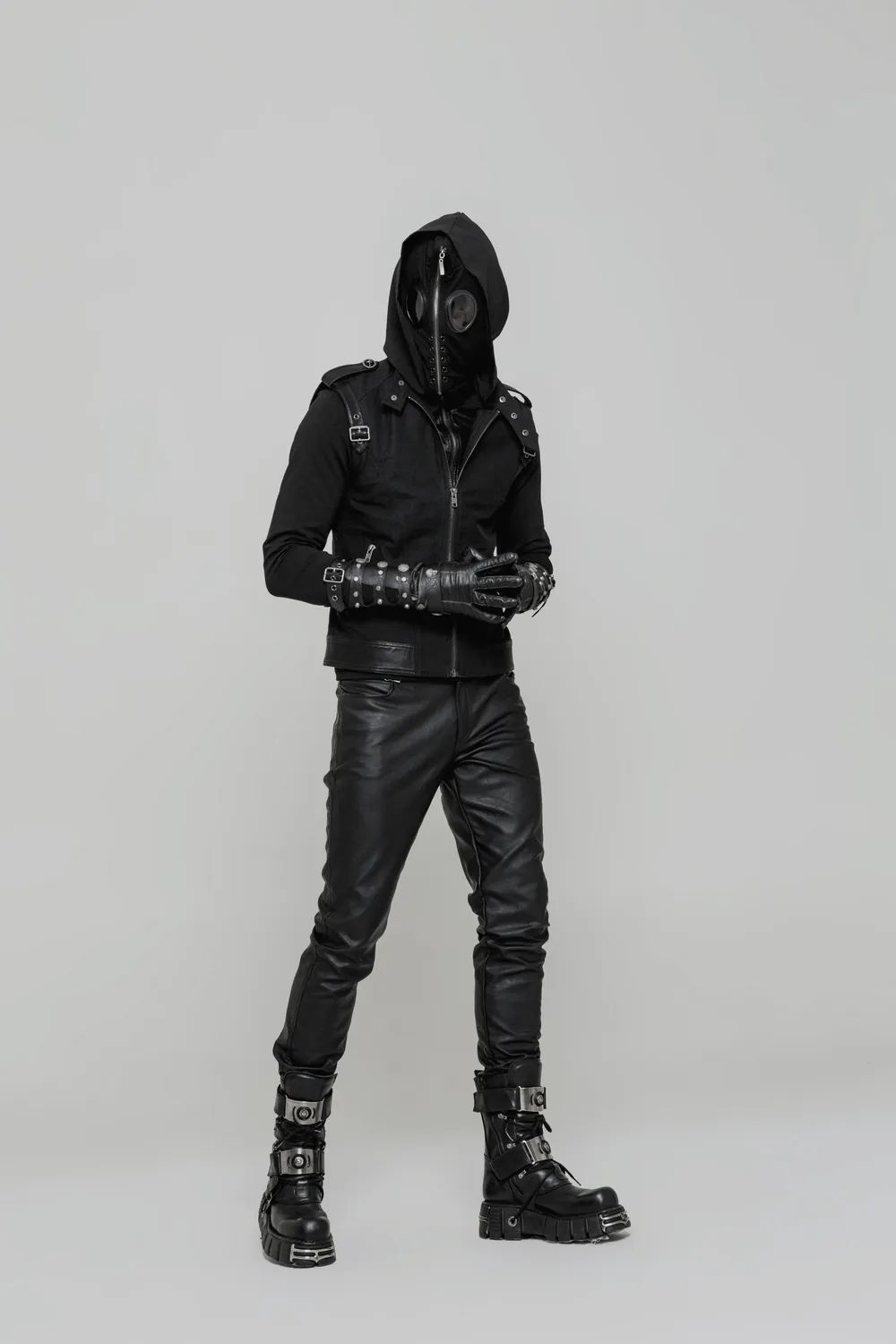 Edgy Punk PU Slim-Fit Fashion Trousers for Men