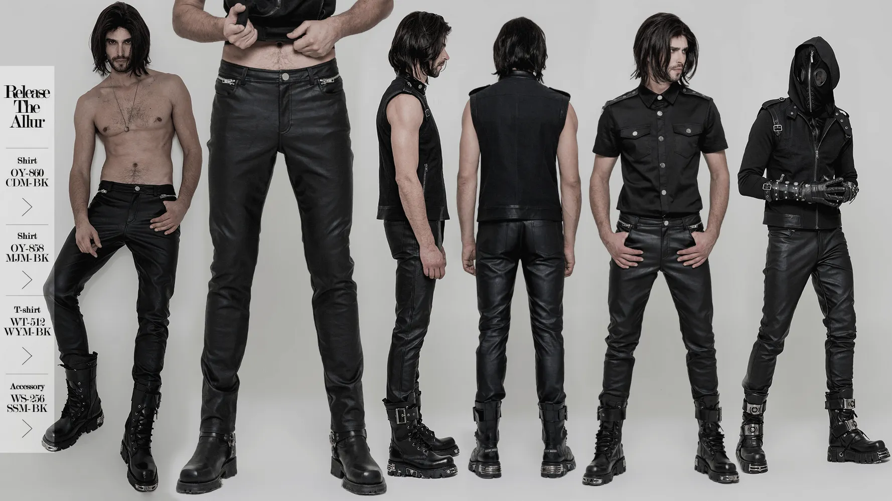 Edgy Punk PU Slim-Fit Fashion Trousers for Men