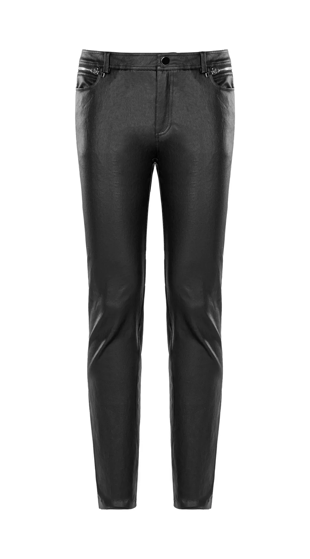 Edgy Punk PU Slim-Fit Fashion Trousers for Men