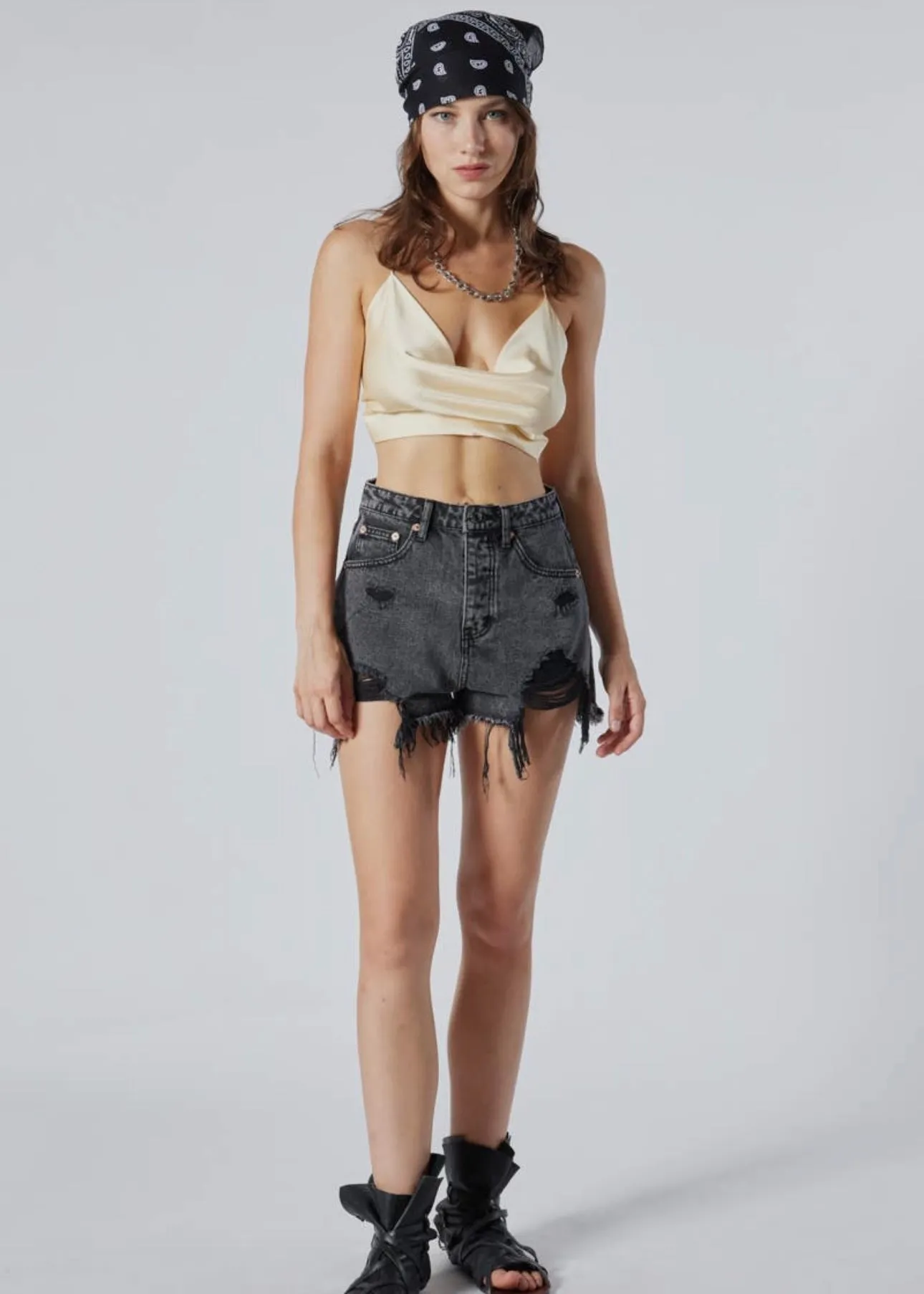 Feelin’ Cheeky Destroyed High Rise Denim Shorts