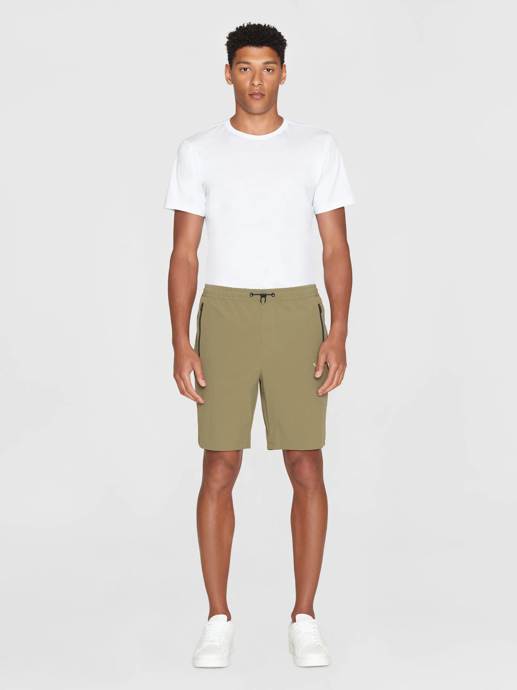 FIG loose elastic waist string shorts - GRS/Vegan - Burned Olive