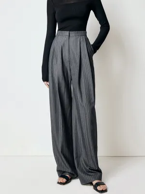 First Choice Pinstripe Trendy Wide Leg Dress Pants