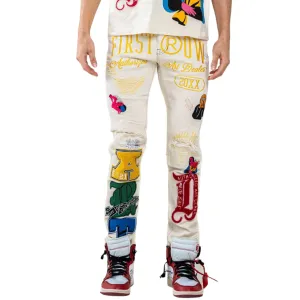 FIRST ROW: Art Dealer Graphic Jeans FRP3110