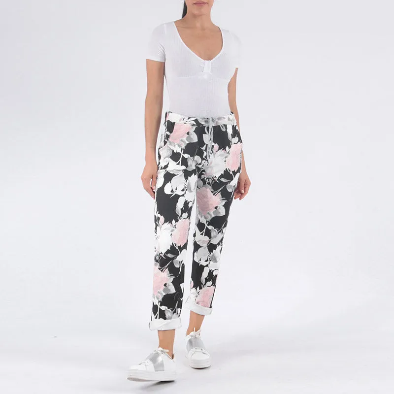 Floral Jogger Black