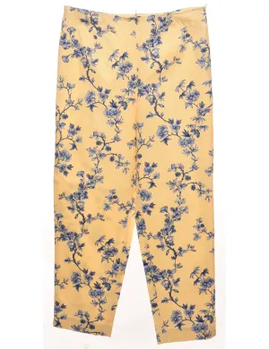 Floral Print Yellow & Purple Trousers - W32 L32