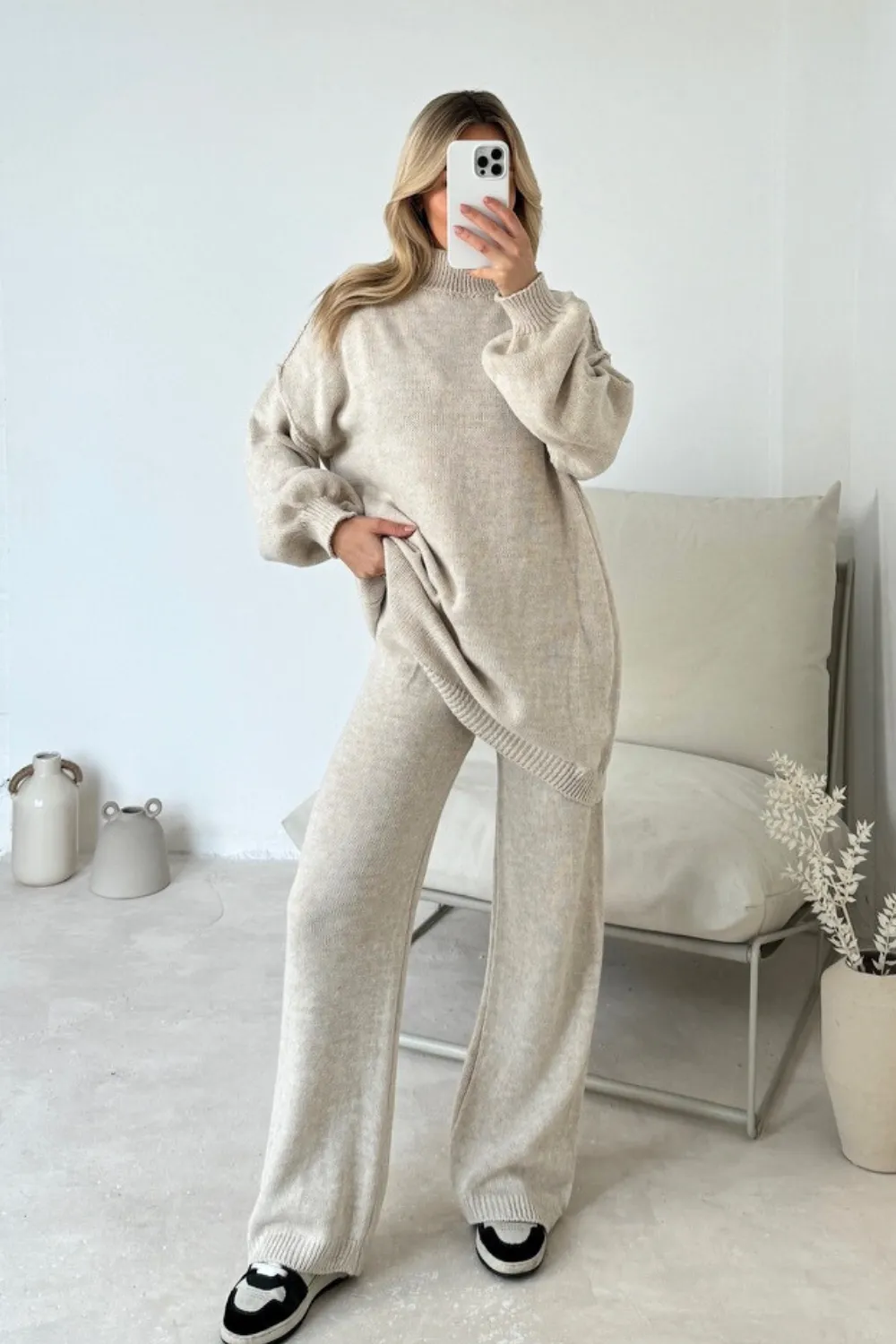 Florence cream knit jumper and trousers