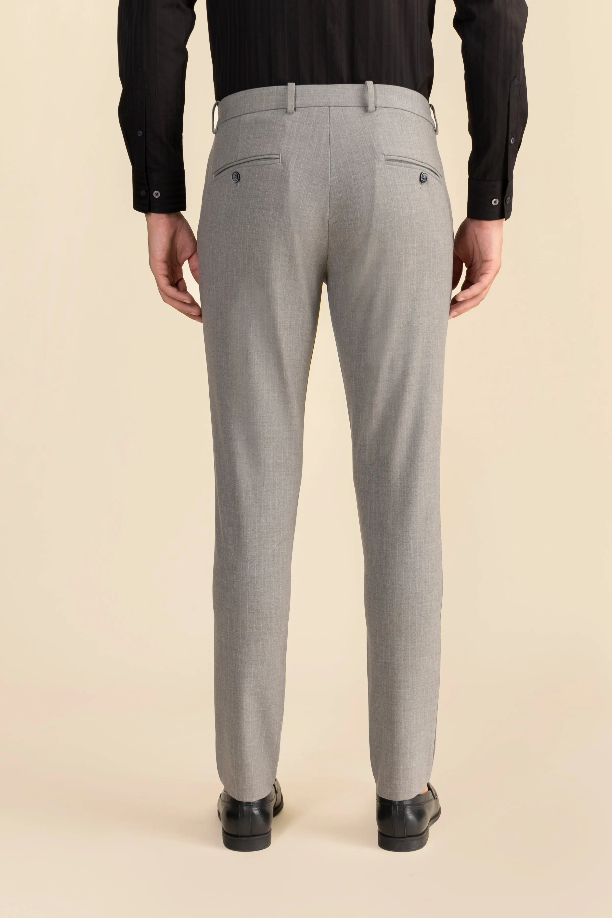 Grey Stripe Formal Trousers