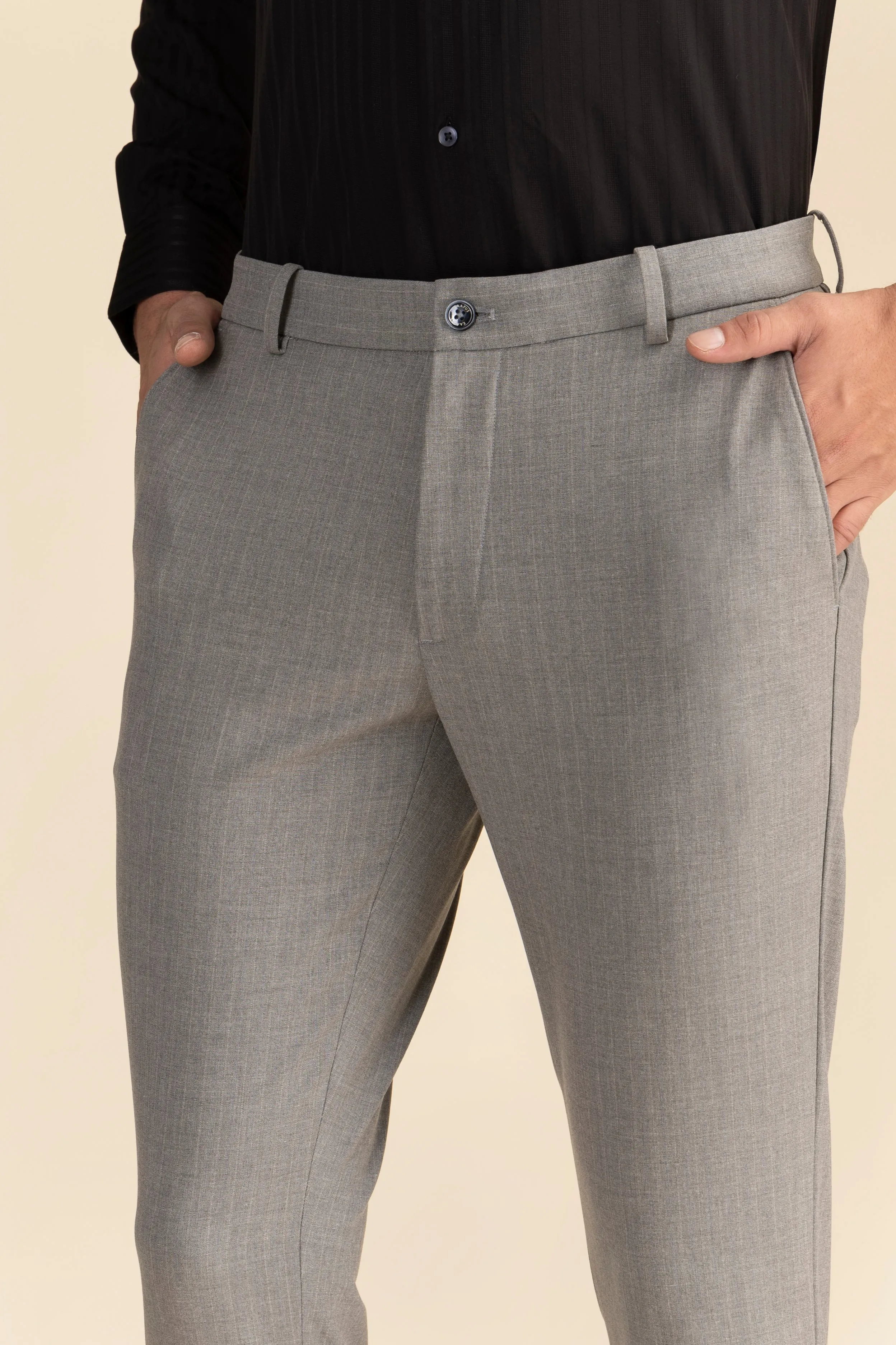 Grey Stripe Formal Trousers