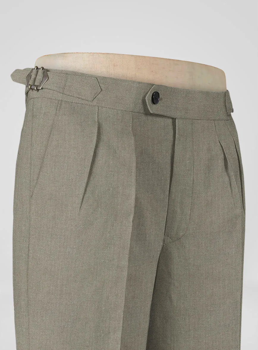 Heavy Linen Sage Green Highland Trousers