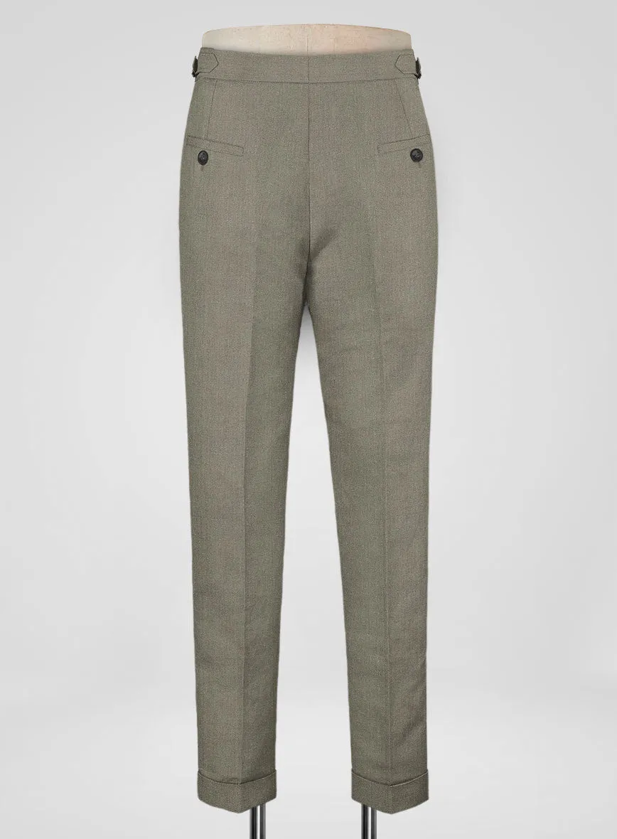 Heavy Linen Sage Green Highland Trousers