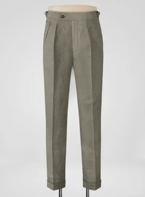 Heavy Linen Sage Green Highland Trousers