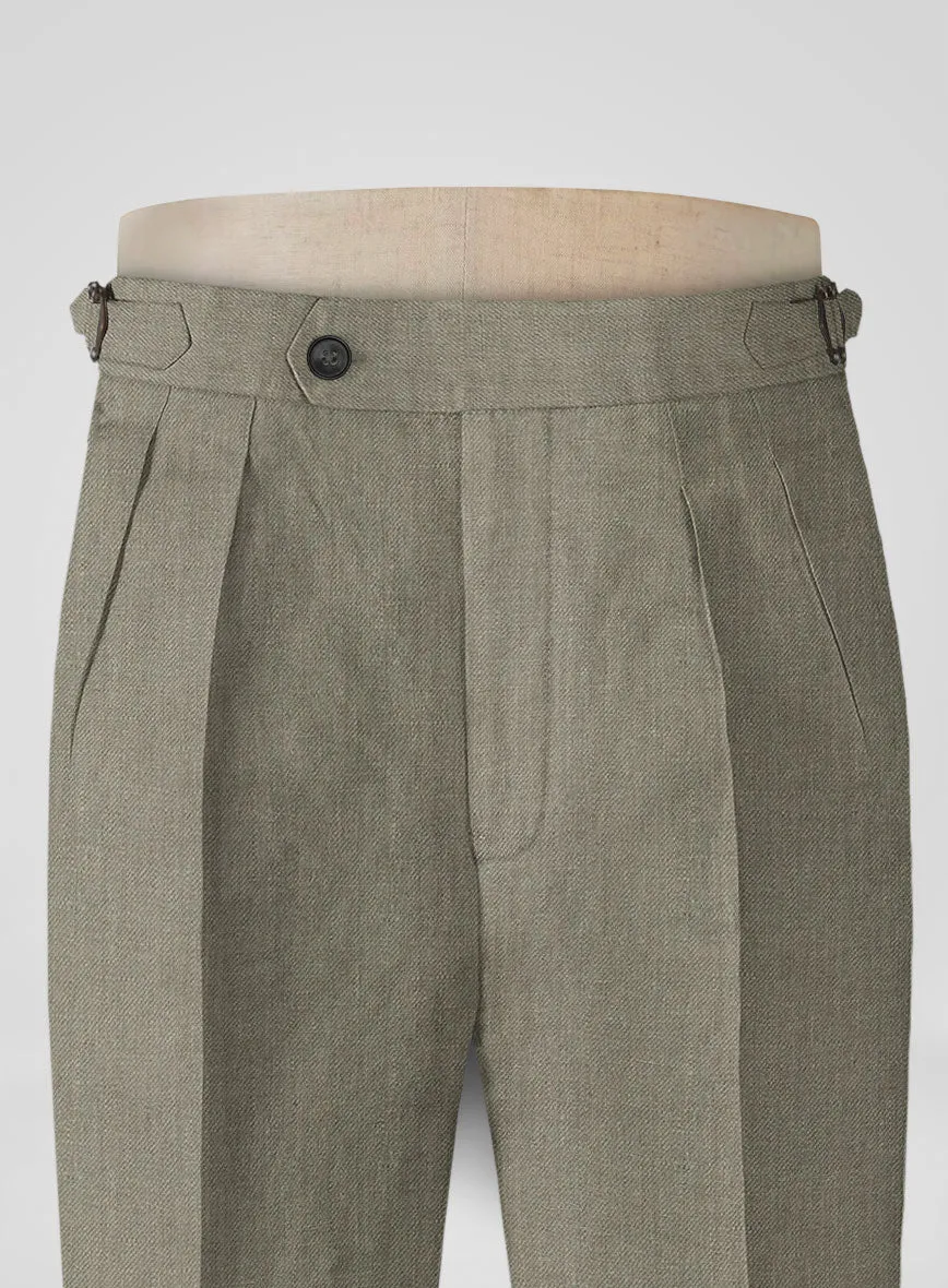 Heavy Linen Sage Green Highland Trousers