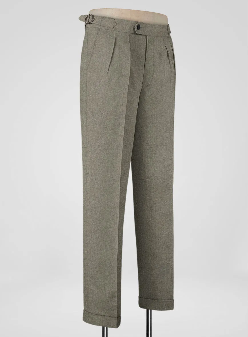 Heavy Linen Sage Green Highland Trousers