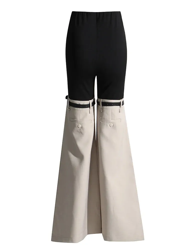 HEYFANCYSTYLE Black and Khaki Hybrid High Waist Trousers