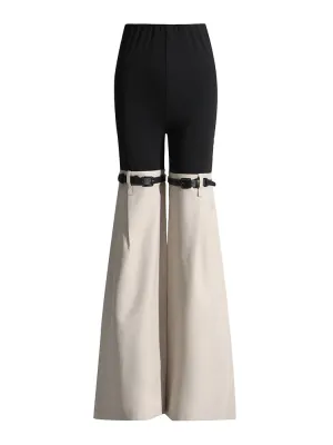 HEYFANCYSTYLE Black and Khaki Hybrid High Waist Trousers