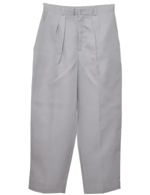 High Waist Grey Pleated Trousers - W28 L28