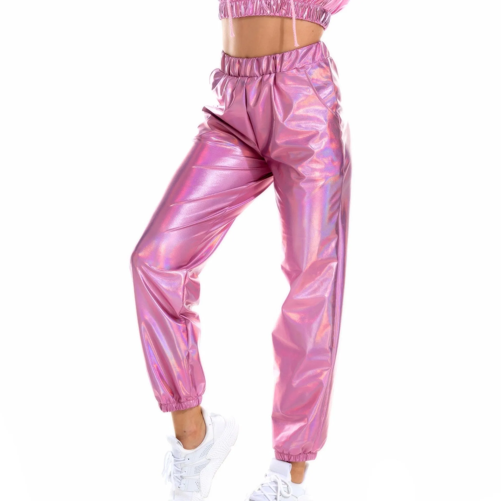 High Waist Metallic Trousers