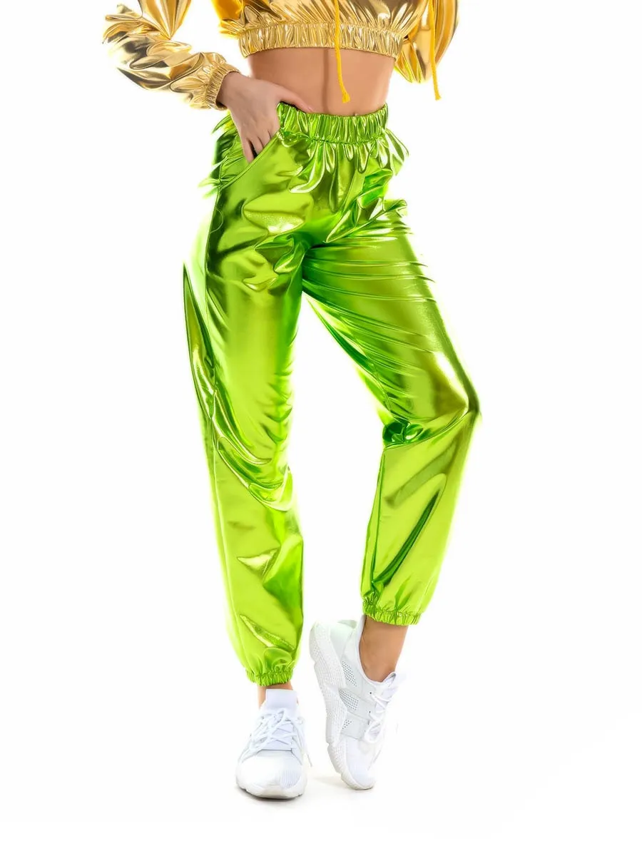 High Waist Metallic Trousers